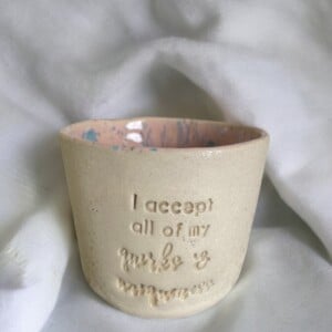 Handgemaakte Keramiek - Sojawaskaars - Ik accepteer al mijn eigenaardigheden en uniekheid
