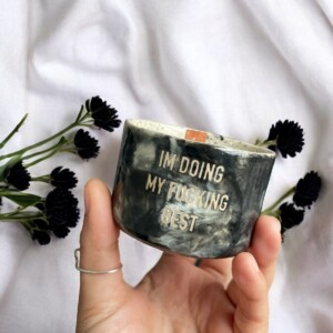 Handgemaakte Keramiek - Sojawaskaars - ik doe mijn best