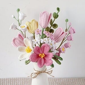 Gehaakte Bloemenboeket ，roze boeket