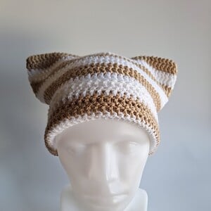 Gehaakte muts 'White & tan'