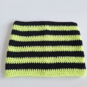 Gehaakte muts | zwart en neon groen