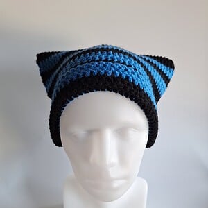 Gehaakte muts | Zwart en blauw