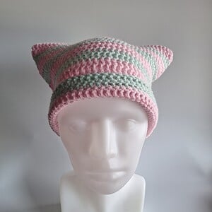 Gehaakte muts 'Baby pink & mint'