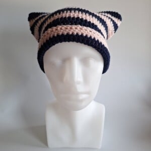 Gehaakte muts 'Navy & babypink'