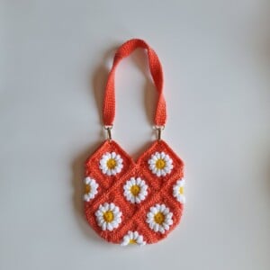 Gehaakte tas 'Coral daisy'