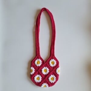 Gehaakte tas 'Fuchsia daisy'