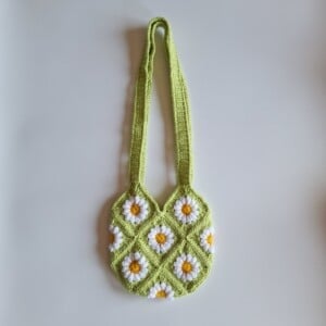 Gehaakte tas 'Green daisy'