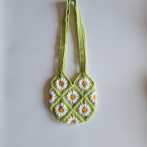 Gehaakte tas 'Green daisy'