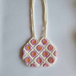 Gehaakte tas 'White daisy'