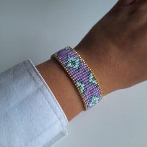 Geweven kralen armband 'Blue & purple diamond'