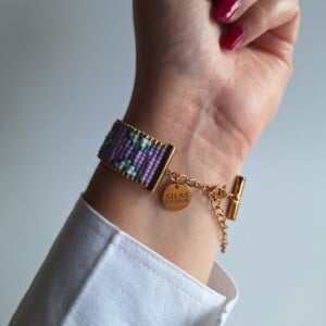 Geweven kralen armband 'Blue & purple diamond'