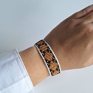 Geweven kralen armband 'Brown argyle'