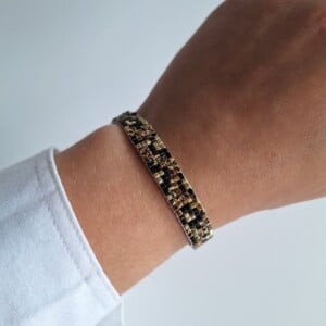 Geweven kralen armband 'Brown leopard'