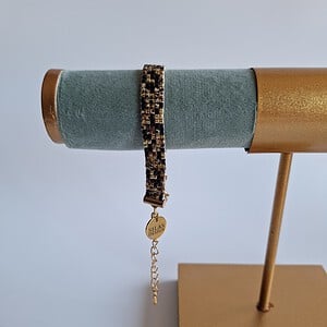 Geweven kralen armband 'Brown leopard'