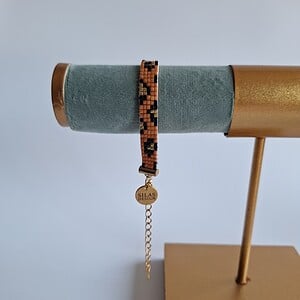 Geweven kralen armband 'Caramel leopard'