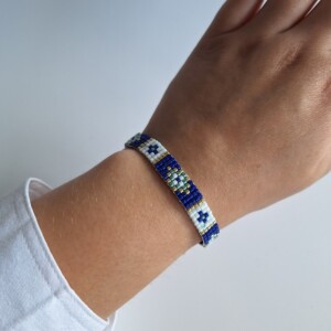 Geweven kralen armband 'Gold stained glass'
