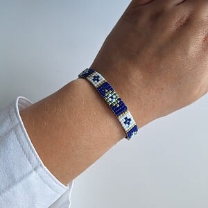 Geweven kralen armband 'Gold stained glass'
