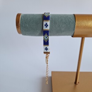 Geweven kralen armband 'Gold stained glass'