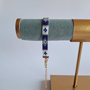 Geweven kralen armband 'Gold stained glass'