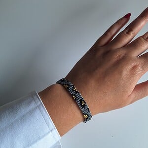 Geweven kralen armband 'Grey leopard'