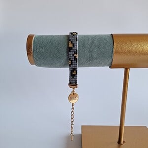 Geweven kralen armband 'Grey leopard'