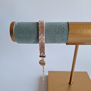 Geweven kralen armband 'Nude chevron'