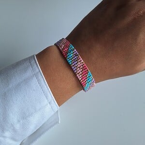 Geweven kralen armband 'Pastel stripes'