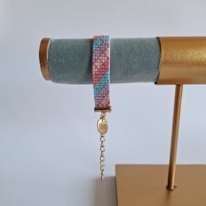 Geweven kralen armband 'Pastel stripes'