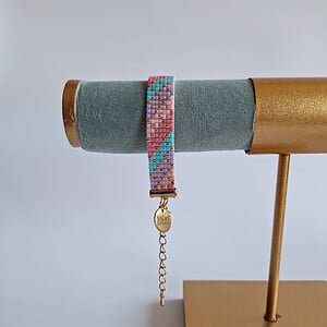Geweven kralen armband 'Pastel stripes'