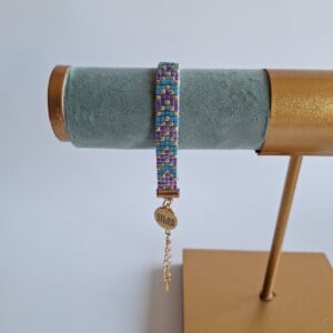 Geweven kralen armband 'Purple chevron'