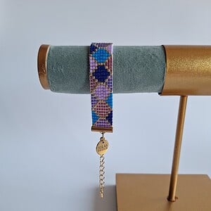 Geweven kralen armband 'Purple hexagon'