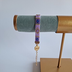 Geweven kralen armband 'Purple stained glass'