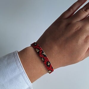 Geweven kralen armband 'Red leopard'