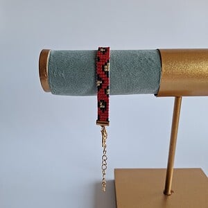 Geweven kralen armband 'Red leopard'