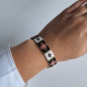 Geweven kralen armband 'Red stained glass '