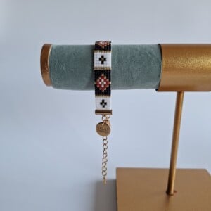 Geweven kralen armband 'Red stained glass '