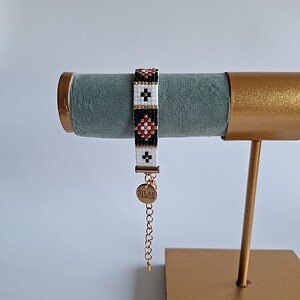 Geweven kralen armband 'Red stained glass '