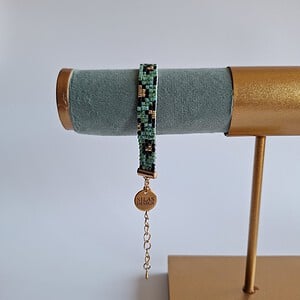 Geweven kralen armband 'Teal leopard'