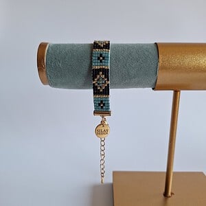 Geweven kralen armband 'Turquoise stained glass'
