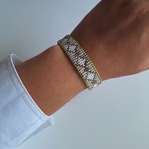 Geweven kralen armband 'White diamond'