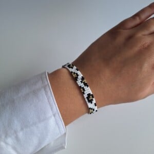 Geweven kralen armband 'White leopard'