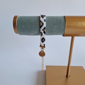 Geweven kralen armband 'White leopard'