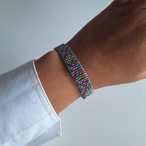 Geweven kralen armband 'Xoxo blue & purple'
