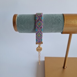 Geweven kralen armband 'Xoxo blue & purple'