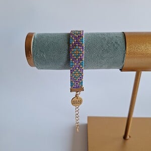 Geweven kralen armband 'Xoxo blue & purple'