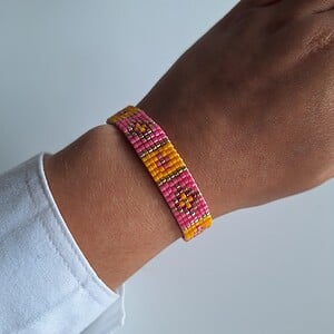 Geweven kralen armband 'Yellow stained glass'