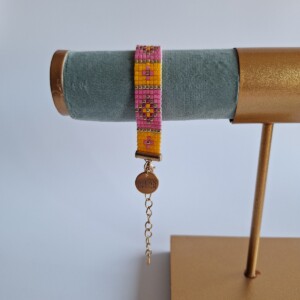 Geweven kralen armband 'Yellow stained glass'