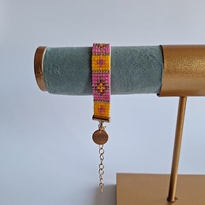 Geweven kralen armband 'Yellow stained glass'