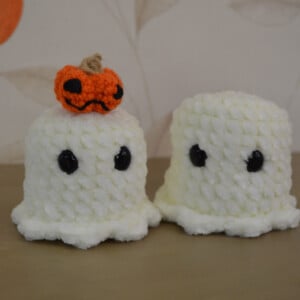 Spooktacular Halloween knuffels: Ghosty and Jack-o-lantern, velvet garen
