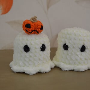 Spooktacular Halloween knuffels: Ghosty and Jack-o-lantern, velvet garen